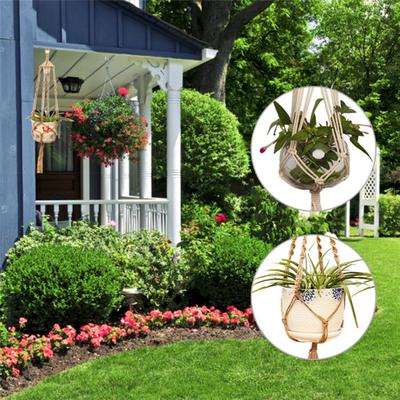 Leinenseil Pflanzen Blumen Topf Hängekorb Halter Netz Garten Balkon Dekor