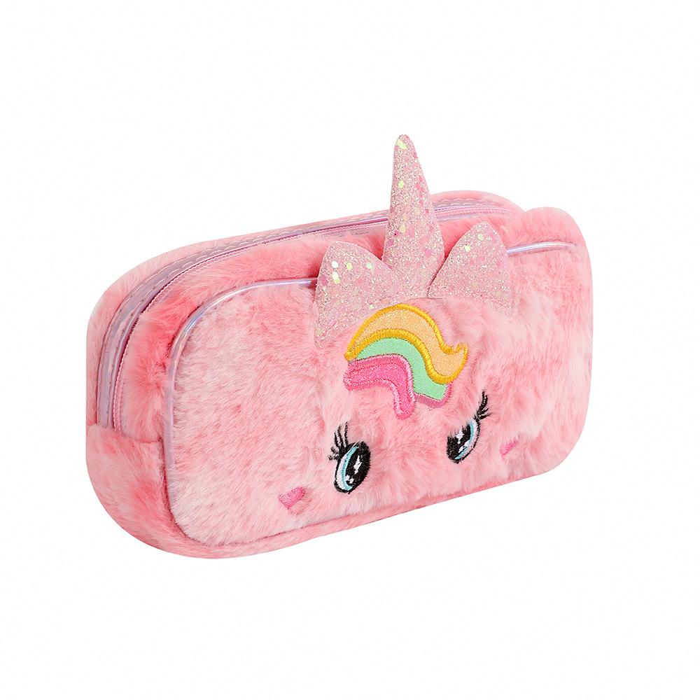 Furry Pencil Holder Adorable Cute Pencil Case Cartoon Stationery Bag Soft Plush Pencil Bag For Stationery Storage School