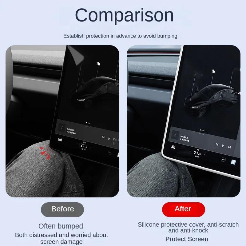 Zentrales Steuerungsbildschirm Silikon-Schutzrahmen für Tesla Model 3 2025-2025 Model Y 2017-2025 Display-Rand Schutzfolie Teil