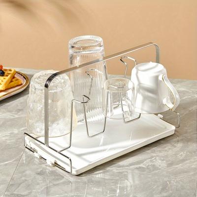 6-Schlitz Edelstahl Tassenständer - Küchenarbeitsplatten Tassenhalter Organizer, Modernes Design, Robuste Konstruktion, Leicht zu reinigen