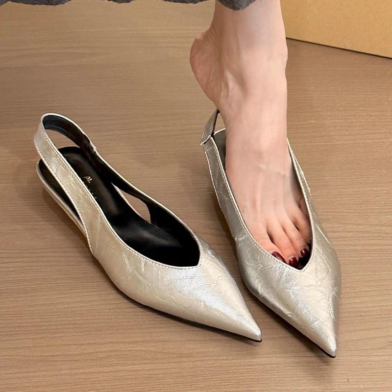 Leopard Women Heeled Sandals Sexy Pointed Toe Woman Shoes Elegant Summer 2025 Slides Luxury Brands New Mujer Sandalias