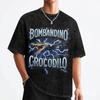 Italian Brainrot Bombardino Crocodilo Washed T Shirts Streetwear Hip Hop Vintage T-Shirts Tees for Men Short Sleeve Harajuku
