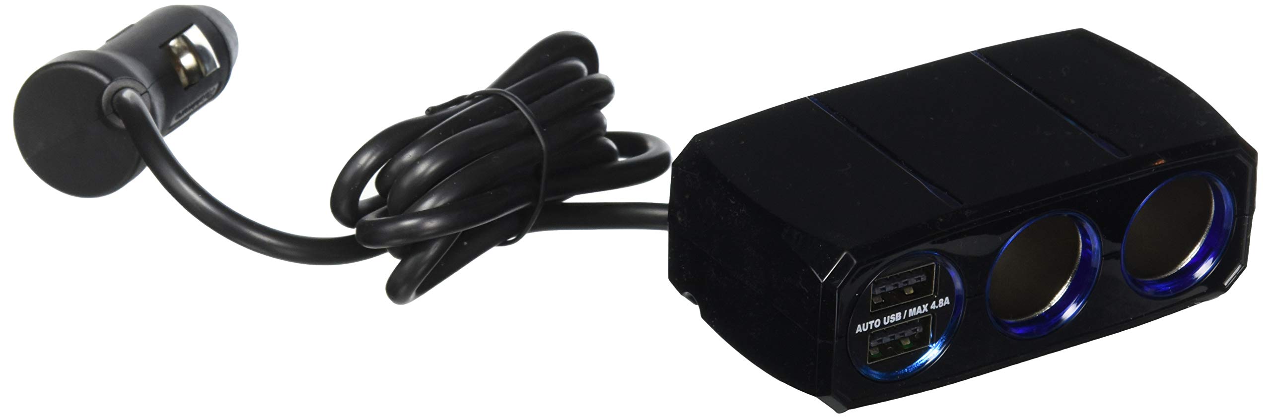 

Kashimura NKX-203 Dual Separate Socket, 2 Reversible USB Ports, Automatically Detects 4.8A Power Socket Splitter, 2 DC Ports, 2 USB Ports