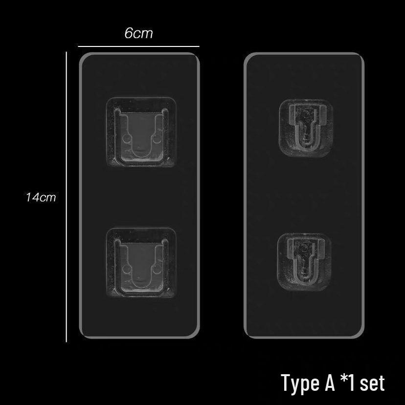 Multi-layer Adhesive Wall-Mount Storage Rack with Transparent Hooks for Bathroom