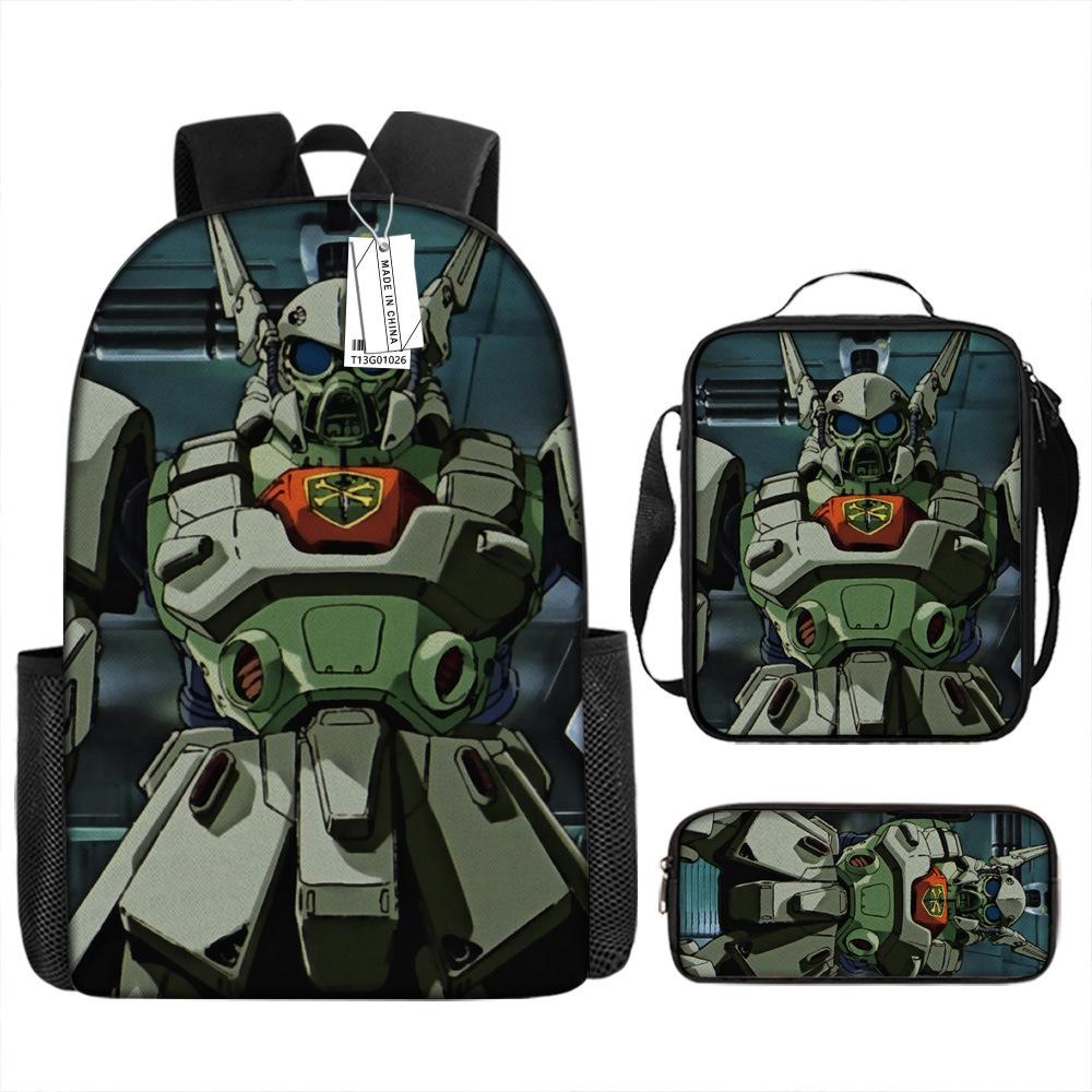 Gundam Backpack 3D Pattern Anime Backpack Student Printed School Bag Three-piece Set