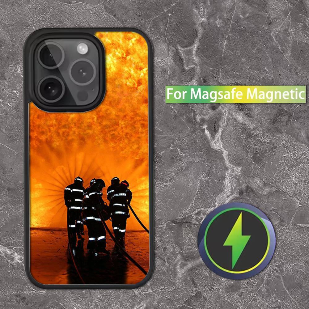 Fireman Firefighter Phone Case For iPhone 16,15,14,13,12,11,Pro,Max,Plus,Mini,SE Magsafe Magnetic Wireless Charging