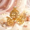 Silver Pumpkin Carriage-shaped Jewelry Box, Vintage Hollow-out Crystal Rhinestone Jewelry Box, Magnetic Ring Holder, Suitable As a Gift for Women On