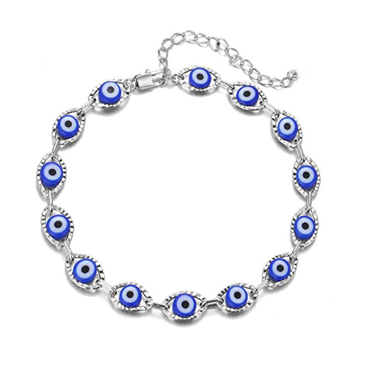 Pulseira Olho Grego Azul para Mulheres Moda Turca da Sorte Resina Corrente de Contas Ajustável Pulseira de Bracelete Festa de Aniversário Zircônia Presente
