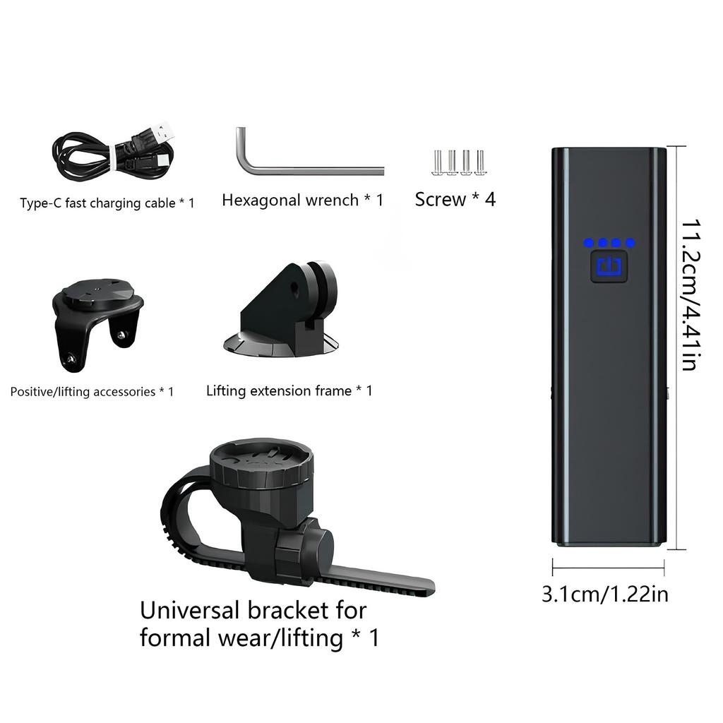 Bicycle Headlight With Built-in Fog Light TYPE-C Rechargeable Riding Light Strong Light Can Be Installed