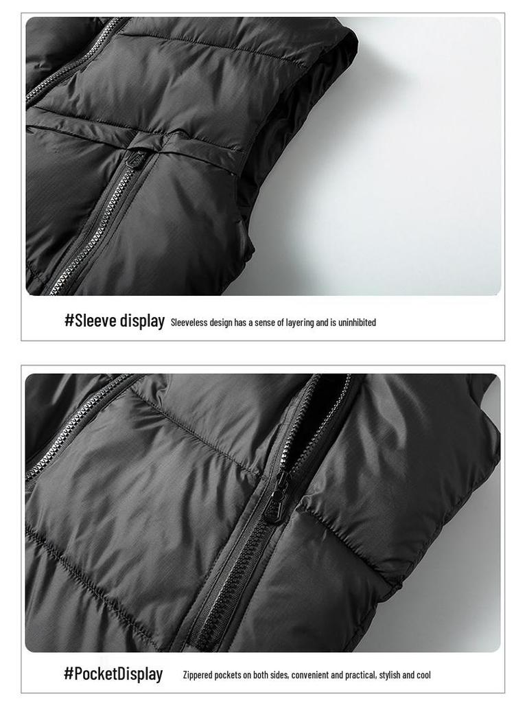 Men's Plus Size Winter Fashion Cotton Vest - Trendy Sleeveless Jacket with Stand Collar