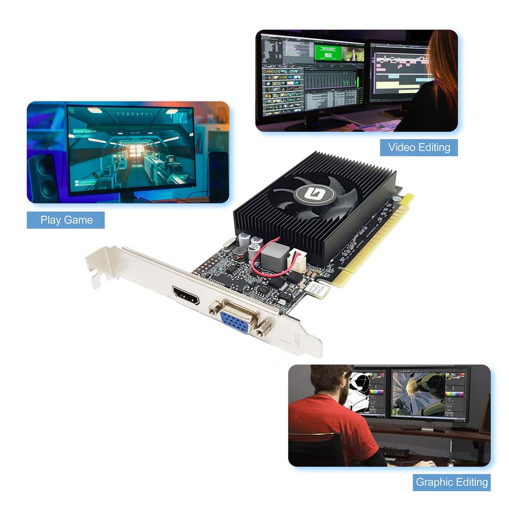 GeForce GT 610 Graphics Card, 2GB, DDR3, 64-bit, PCI Express X16, DirectX 11, HDMIVGA, Low Profile, Entry-level GPU for PC, SFF, and HTPC, Compatible