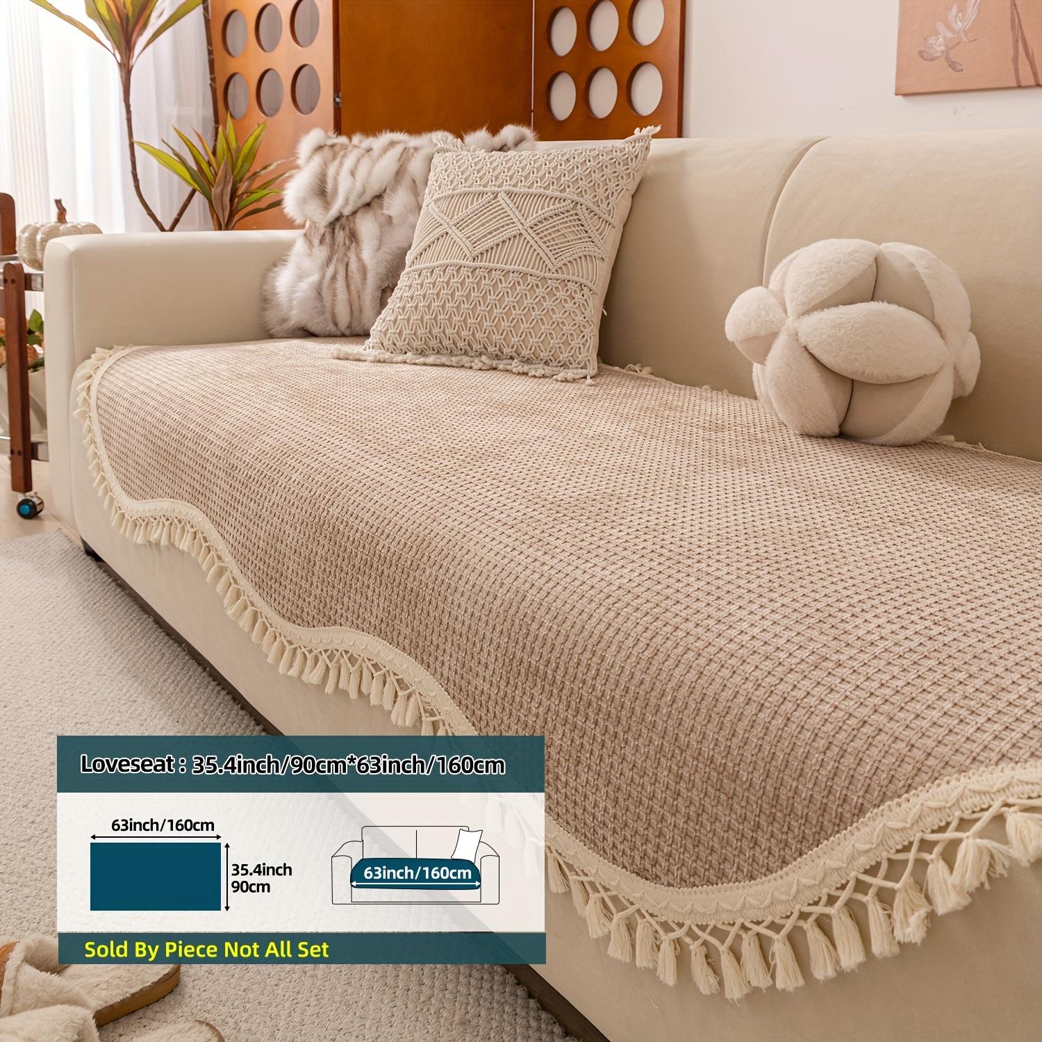 Классический стиль Шенилловый чехол на диван с кисточками Машинная стирка Защита для мебели не скользящая подходит для домашних животных для кресла дивана-кровати и секционных диванов 90160cm 4627₽