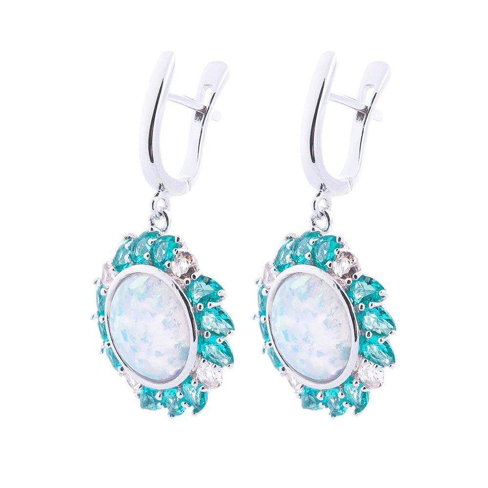 

Срібні сережки (їм. опал, фіаніт) Oniks срібний