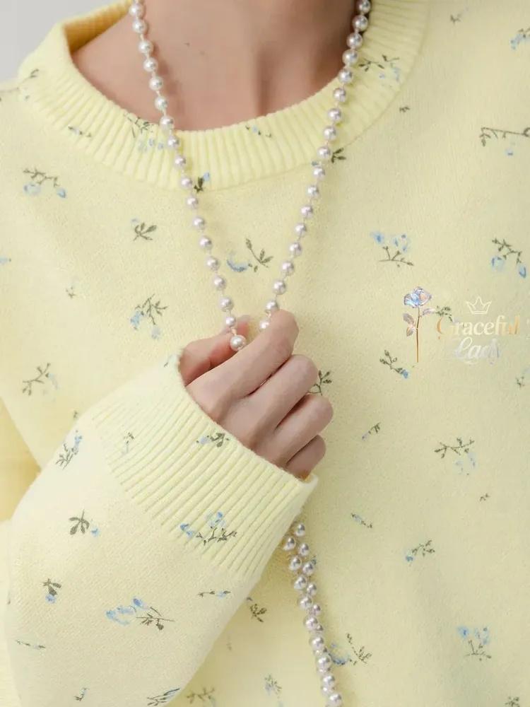 Floral Sweater Loose Casual Versatile Fashion Flower Sweater
