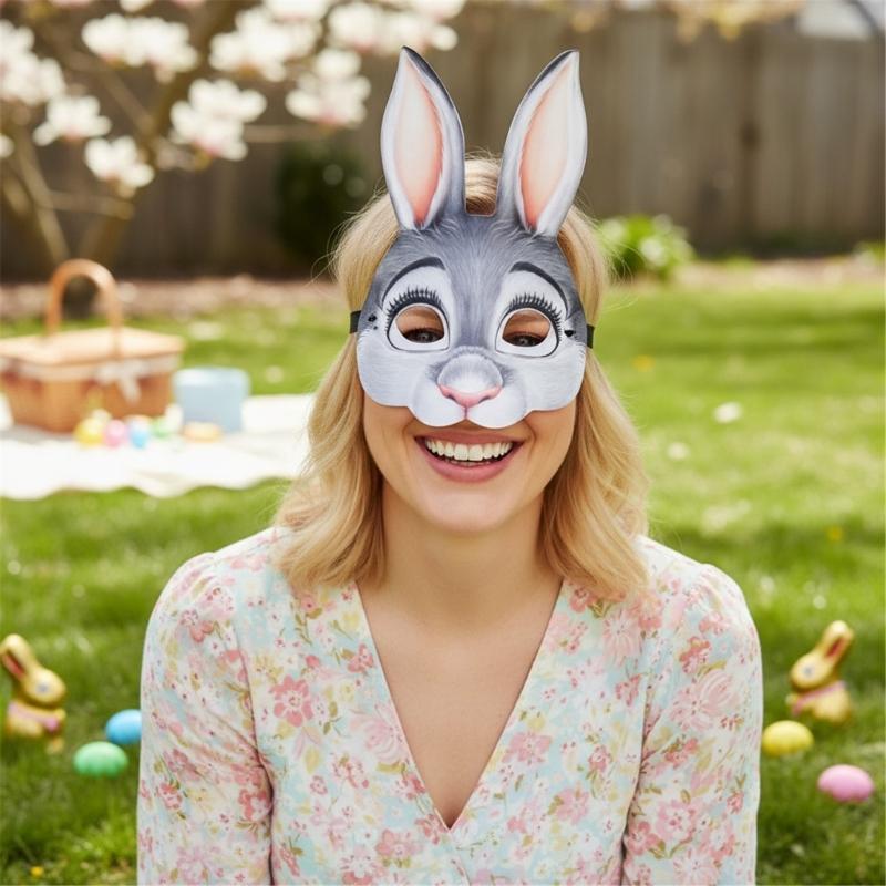 1/2/3dílná pohodlná přenosná EVA králičí maska na velikonoční večírky, maškarní plesy, měkké materiály, kreslený design, festivalová akce