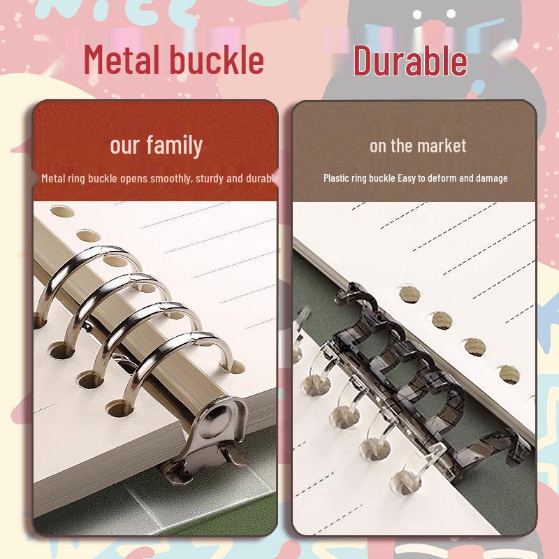 A5 Loose-Leaf Notebook: Hand-Friendly, Detachable, High-Value, Thickened Student Notebook with Cute Apple-Cat Design.