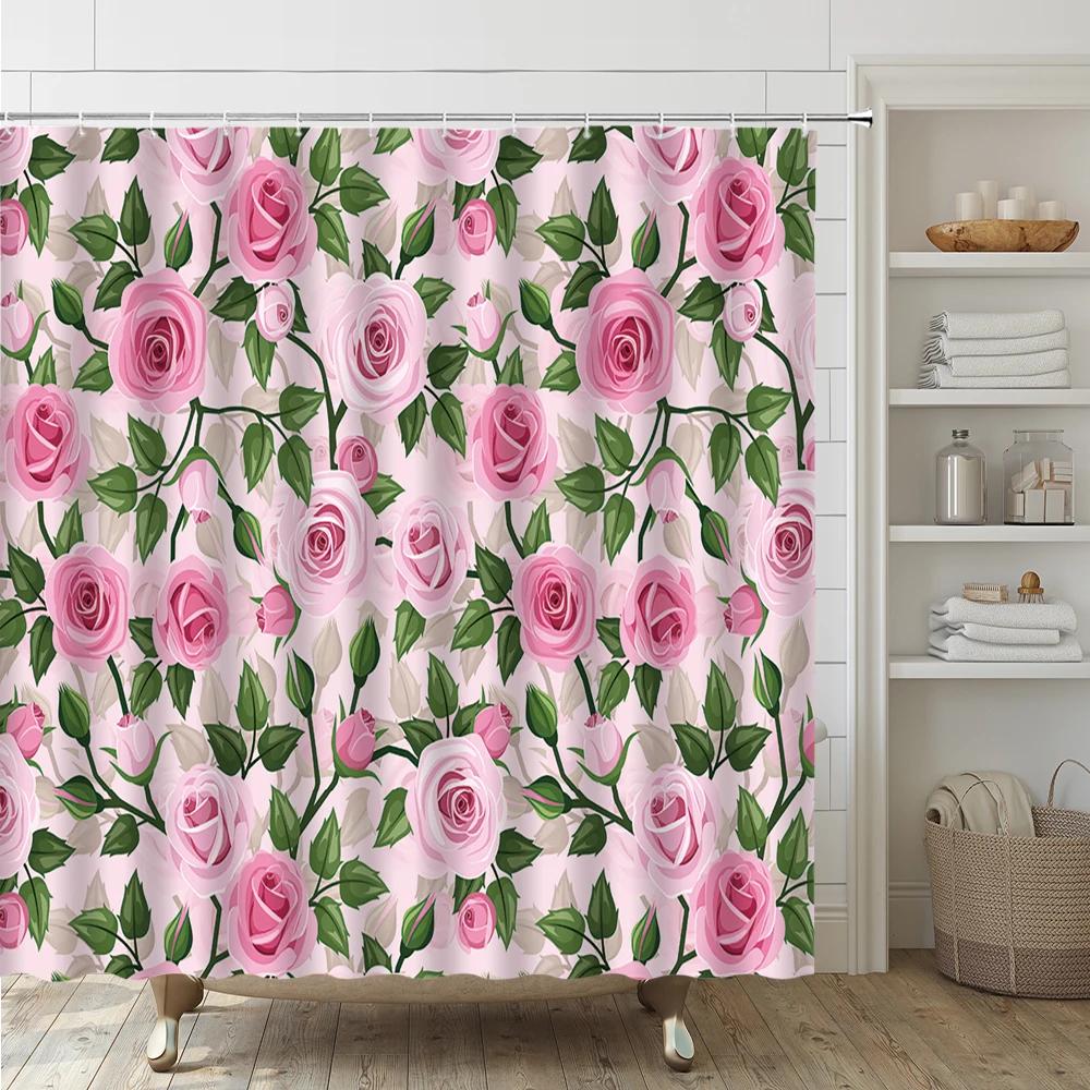Colorful Plant Botanical Wildflower Flowers Shower Curtain Set Garden Floral Butterfly Bathroom Decor Rug Bath Mat Toilet Cover