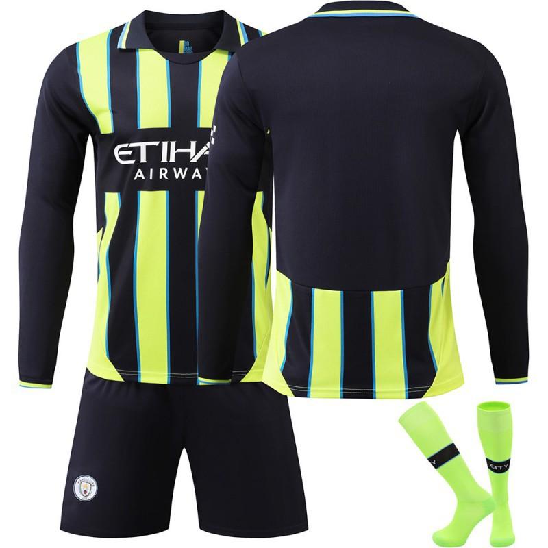 2425 Manchester City Away Shirt No. 9 Harland 17 De Braunet Long-sleeved Football Set Training Clothes