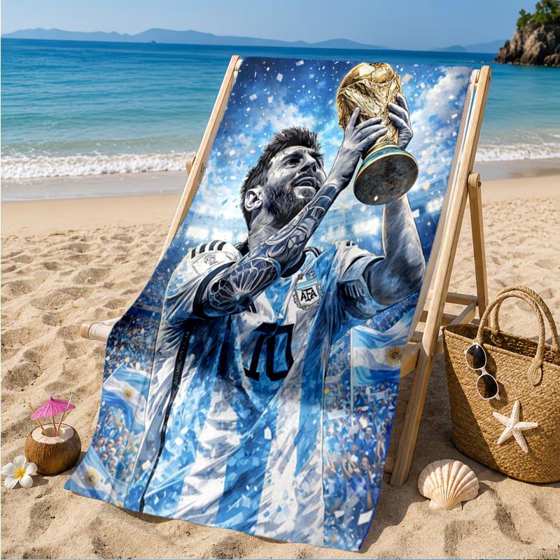 World Cup Celebration Messi Beach Towel, Quick-drying, Easy To Care For, Suitable for Both Fitness and Beach Vacations,Sports Essential