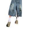 Men's Trendy American Retro Graffiti Oversized Seven-Point Jeans - Summer Street Loose Casual Shorts
