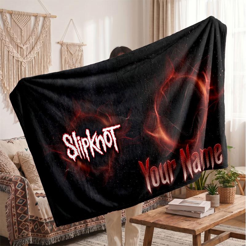 Slipknot Flannel Blanket, Custom Name Text Personalized Soft Throw Blanket Home Decor Gift