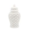 Modern Dried Flower Vase Hollow Ceramic Ginger Jar Desktop Storage Jar with Lid Home Decoration Flower Arrangement Accessories