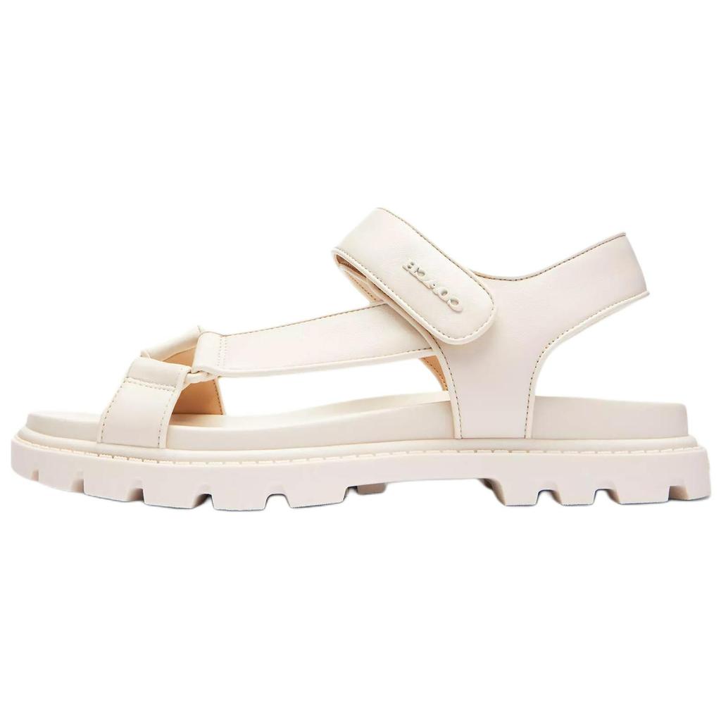 Coach Sport Leather Open Toe Flat Slide Sandals Women Sandals Chalk-White CAP70-CHK