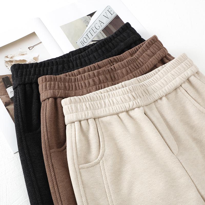 Apricot Women's Woolen Pants - 2024 Autumn/Winter Straight Wide-Leg Casual Style