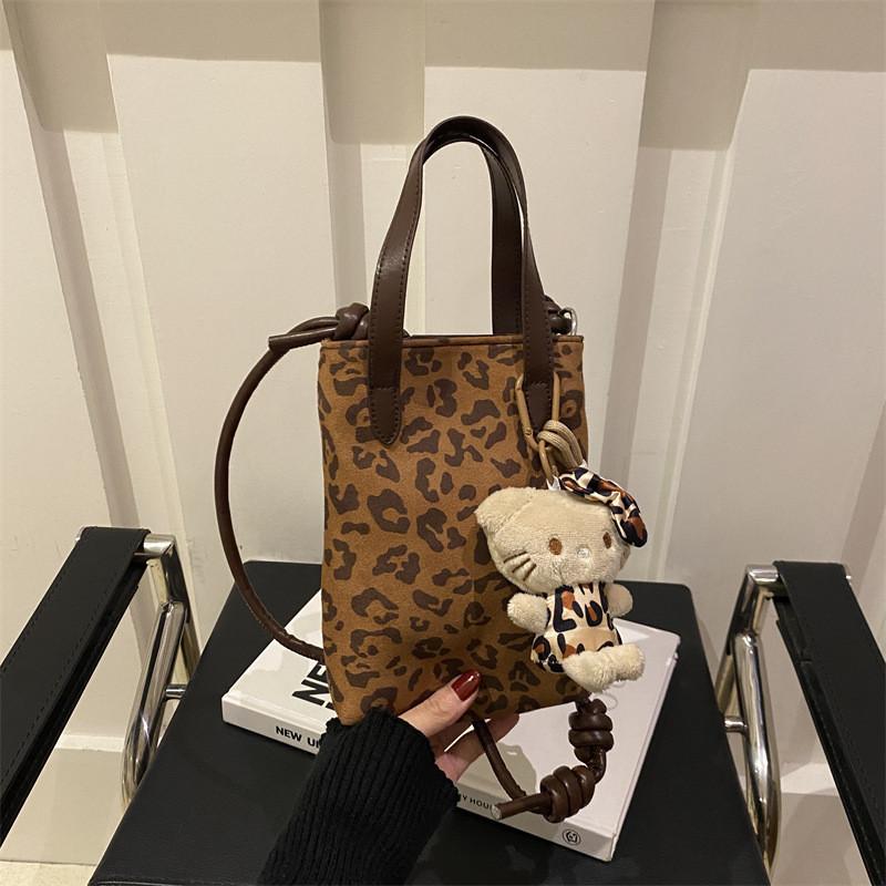 Street Trendy Style Medium Soft Square Bag For Women In Brown And Patterns Leopard