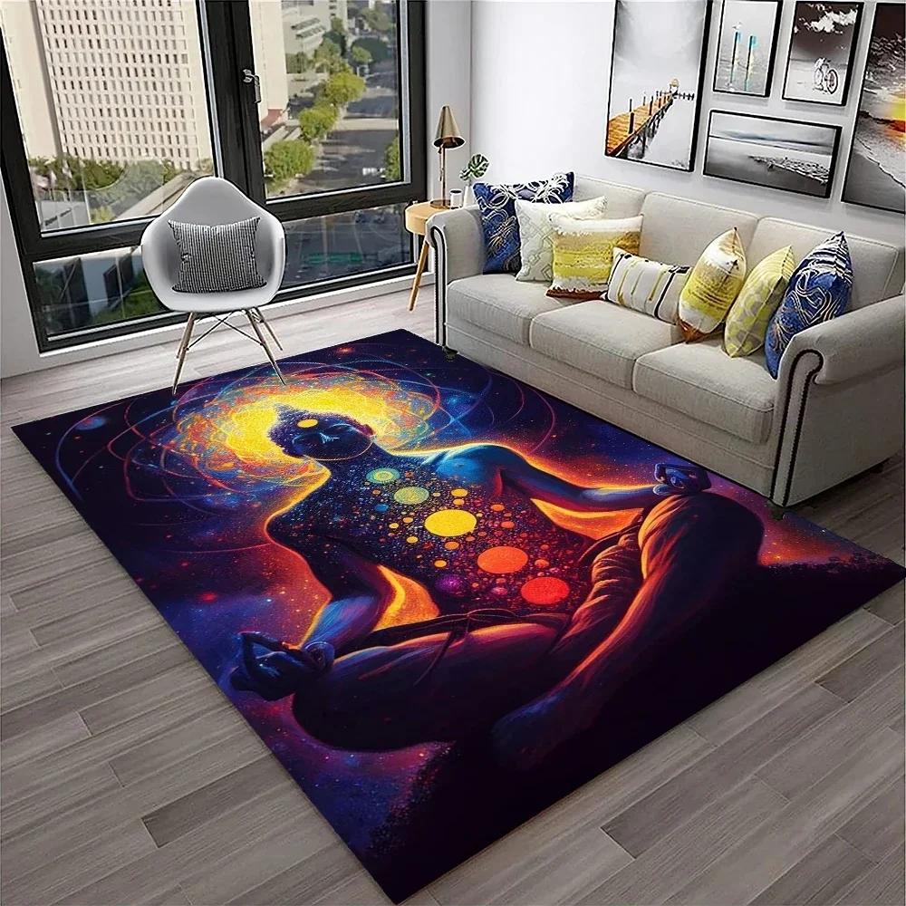 Naturalize Yoga Meditation Floor Mat with Rainbow 7 Chakra Design Soft Non-Slip Carpet for Living Room Stylish Rug for Bedroom