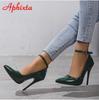 Fashion Aphixta Orange New Luxury Crystals Buckle Pimp Super High 12cm Stiletto Heels Pumps Women Shoes Pointed Toe Colorful Party Pumps