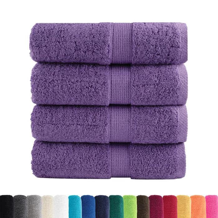 VidaXL Serviettes de toilette Premium SOLUND 4 pièces Violet 30 x 30 cm 600 g/m² 137348