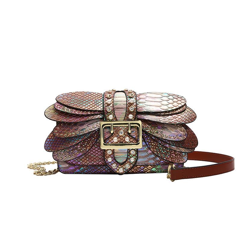

Women s bag women s bag bags2025 new European and American retro chain bag snake pattern shoulder crossbody small square bag коричневый