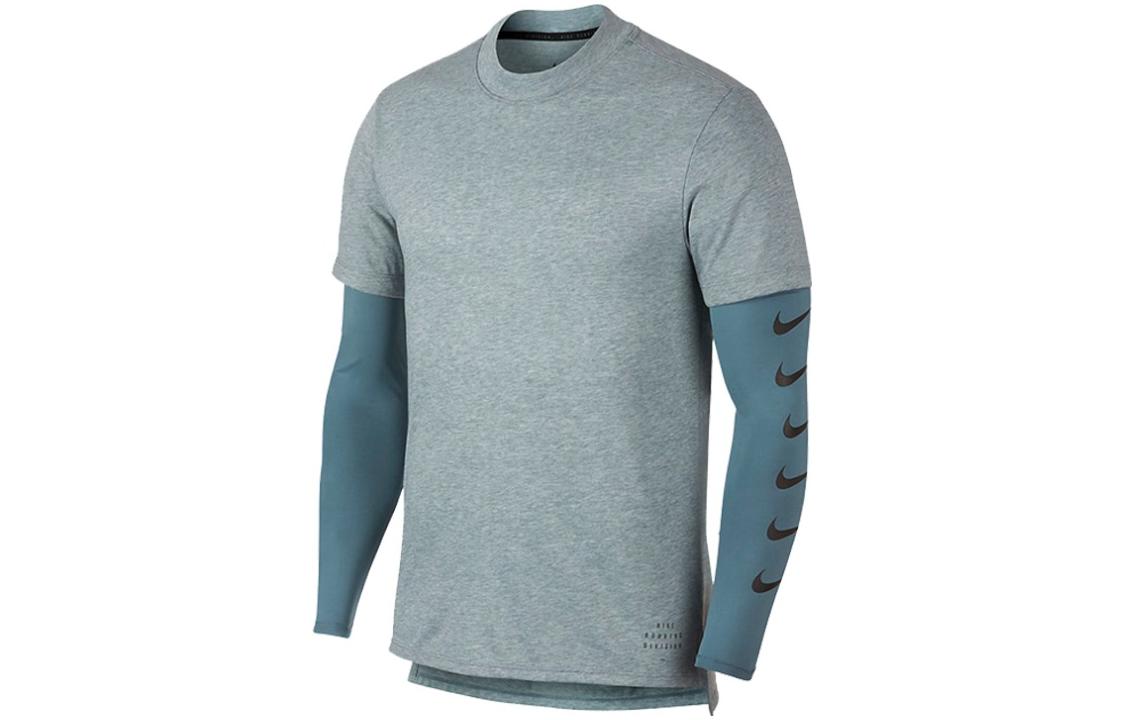 

Nike T Shirts Men s Blue Gray Crew Neck Moderate Straight Fit 930226-468 S