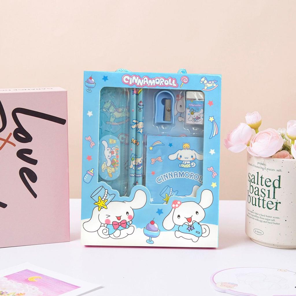 Sanrio Kuromi Melody Hello Kitty Handheld Stationery Collection Anime Cartoon Pencil Ruler Notebook Kid Educational Present Holiday Prize