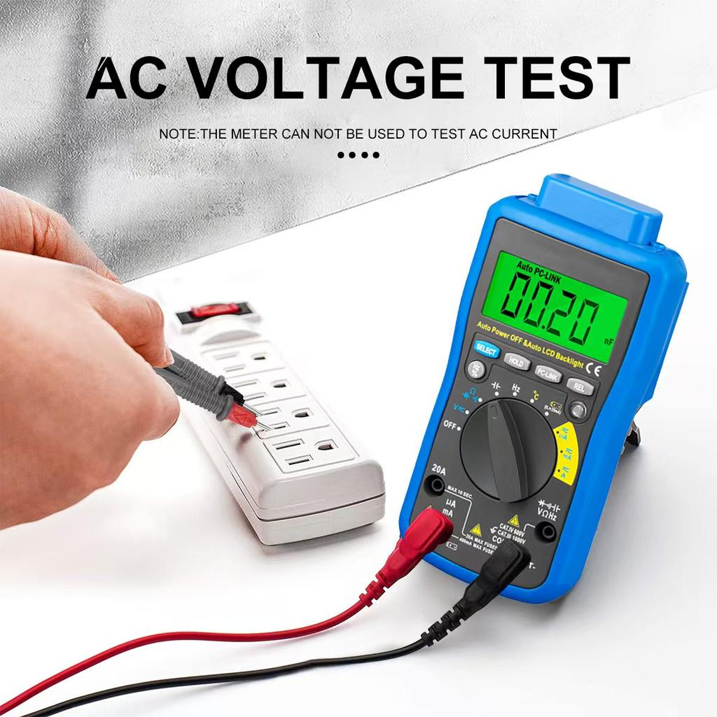 Professional Digital Multimeter True RMS NCV 20A Current AC DC Voltmeter Capacitance Resistance Tester HoldPeak HP-90EPC
