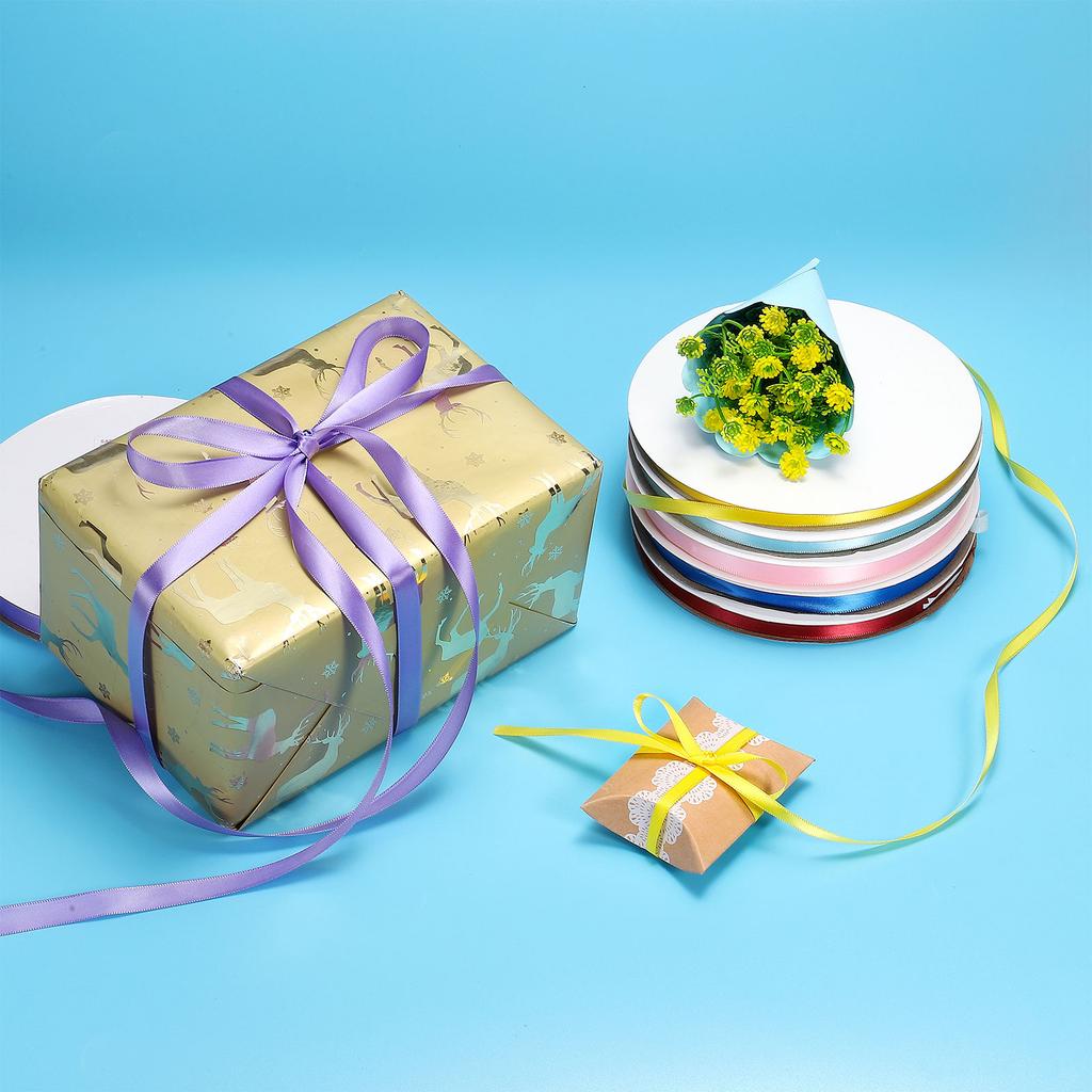 Polyester Satin Ribbon Silk Satin Ribbons for Craft Bow Handmade Gift Wrap Party Christmas Wedding Decorative Accessories 3/8" W