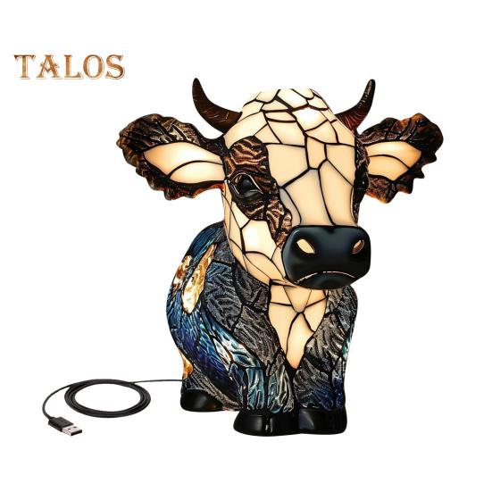 

Настольная лампа в виде коровы Highland, прикроватная тумбочка с питанием от USB, ночник в виде животного, настольная лампа из смолы в виде коровы для спальни, гостиной, офиса Cow