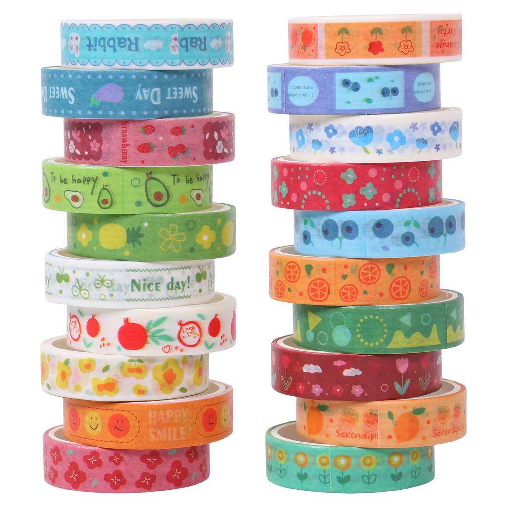 20Rolls Washi Tape Set Scrapbook Tape Masking Tape Color Rainbow Decorative Journaling DIY Scrapbooking School Office Supplies