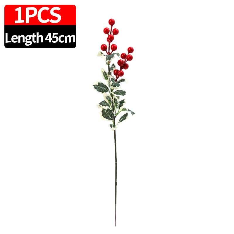 

30/1 шт. Новая Рождественская ветка с красными ягодами, искусственные цветы, листья падуба, DIY венок для украшений рождественской елки, декор для новогодней вечеринки, подарки 1pc