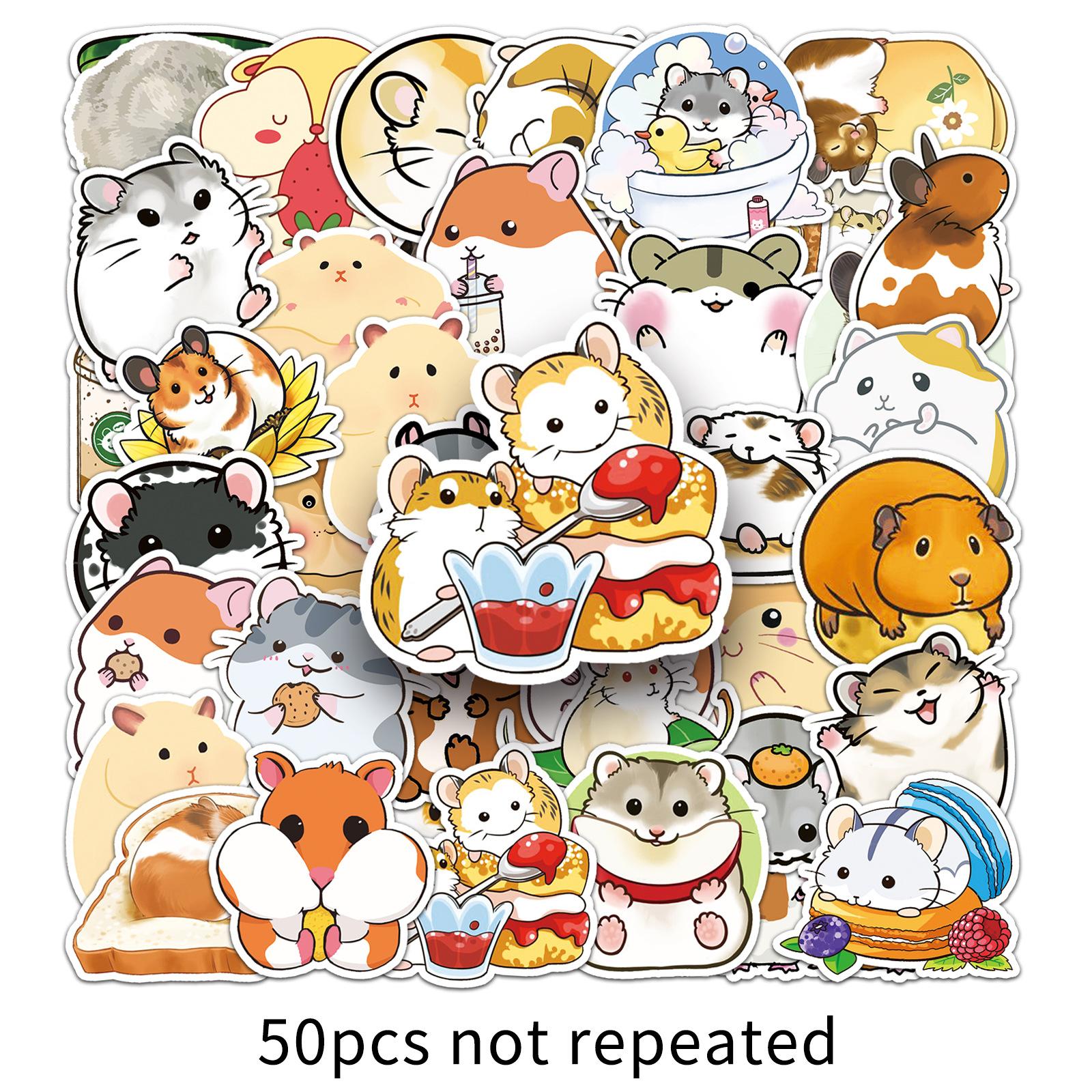 

50 Cartoon Cute Little Hamster Personalized Graffiti Notebook Hand Account Suitcase Car Refrigerator Decoration Stickers
