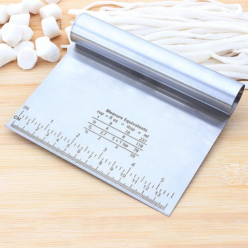 2pcs Stainless Steel Noodle Knife Cake Scraper With Scale Pastry Cutters Baking Cake Cooking Dough Scraper Baking Accessories