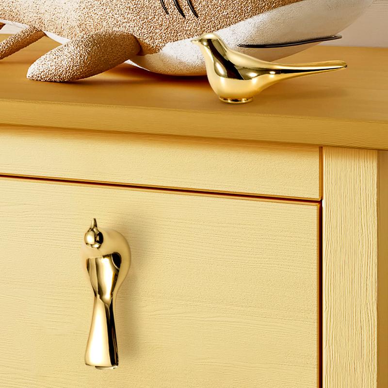 Bird Shaped Cabinet Knobs Door Handle Pulls Wall Hooks Hat Bag Hanging Hook Golden Cabinet Drawer Knobs Furniture Hardware
