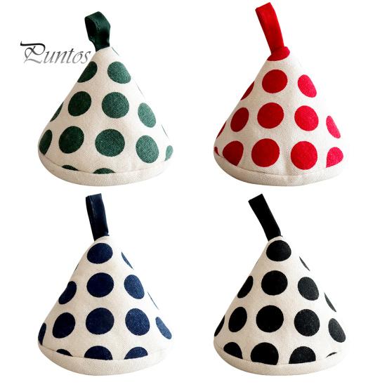 Scald-Proof Pot Handle Cover Triangle Cotton Heat Resistant Dot Print Hanging Loop Sleeve Thick Mini Kitchen Griddle Frying Pan Lid Grip Holder