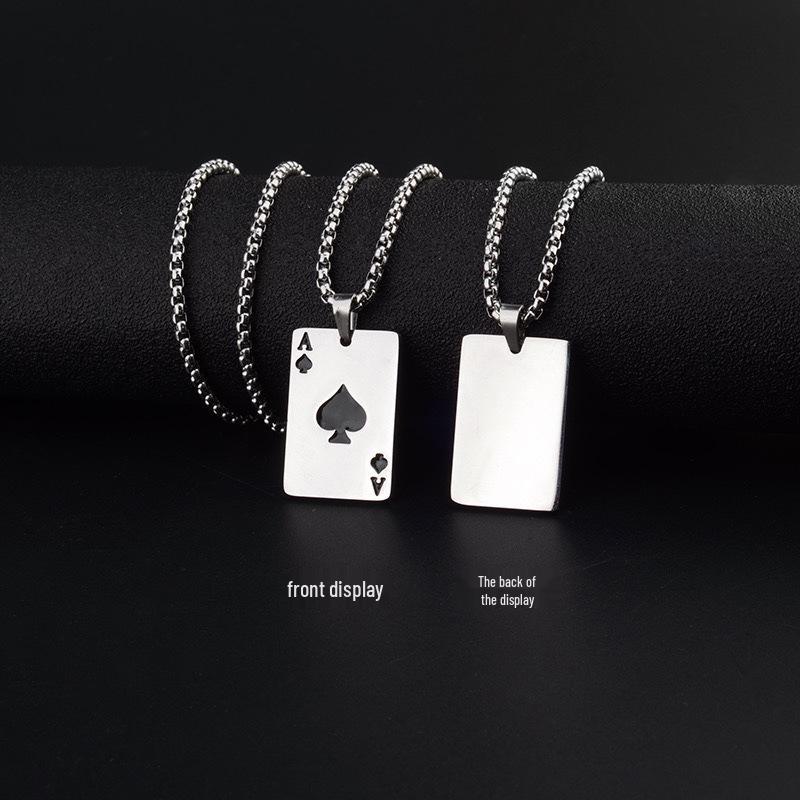 Summer Ace of Hearts Titanium Necklace & Hoodie Set: Trendy Hip Hop Style for Men & Women
