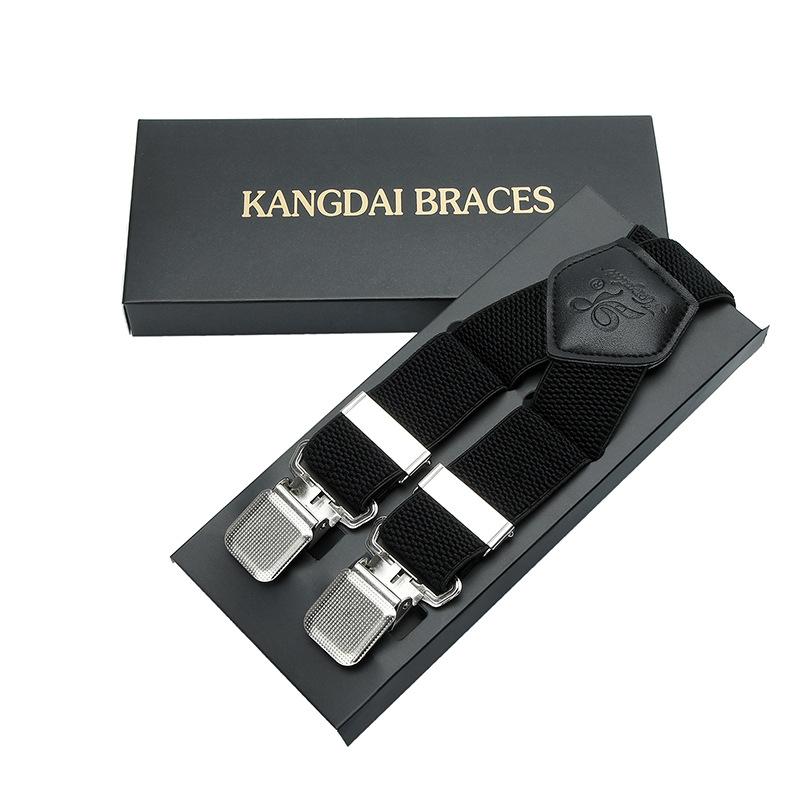Suit Strap Clip Men'S Anti-Drop Four Clip Buckle 3.5Cm Elastic Elastic Adjustment Dress Suspender Belt