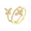 Stylish Butterfly Wrap Copper Ring: Adjustable, Full Diamond Design for Women