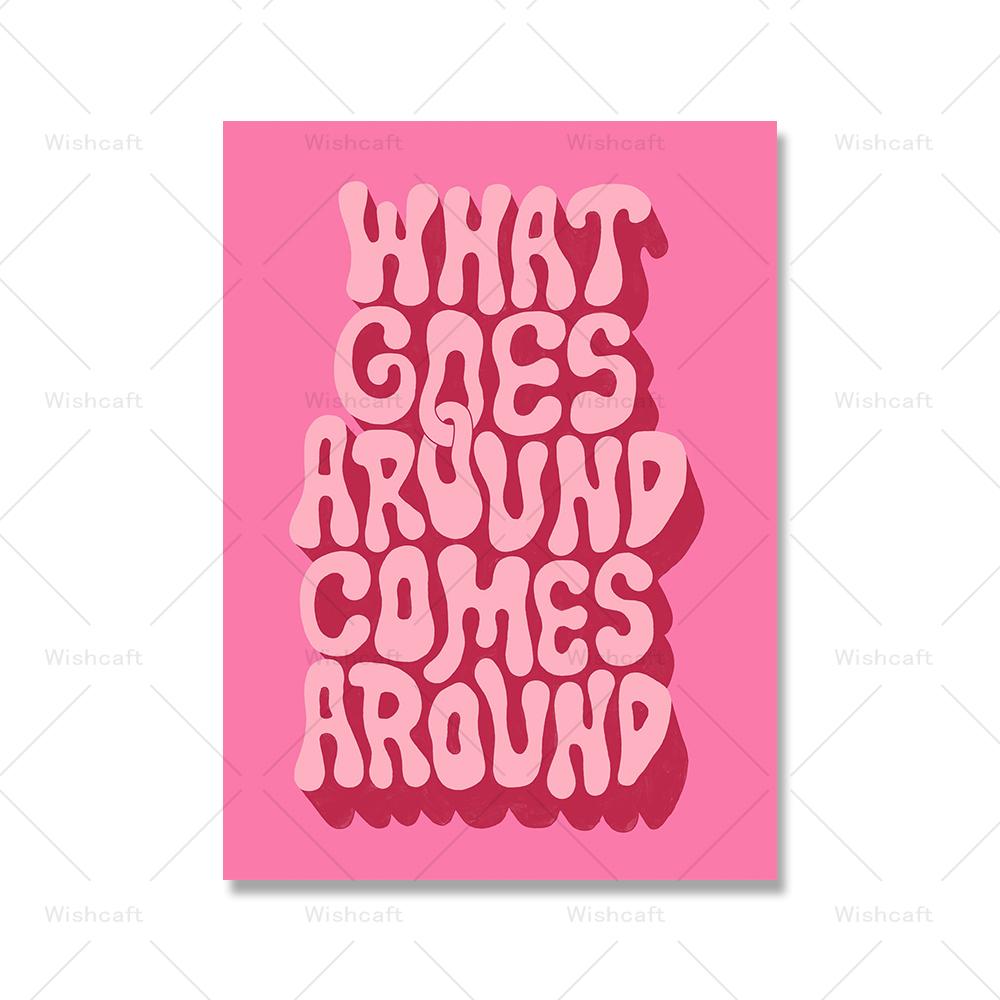 Vintage Print Artwork Hippie Your Self Quote Wall Art Canvas Painting 70s Retro Color Poster Girly Bed Room Home Decor Pictures