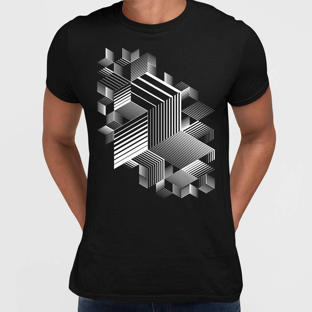 Abstract 3D Linear striped Dimensional Retro Style graphic element Tshirt