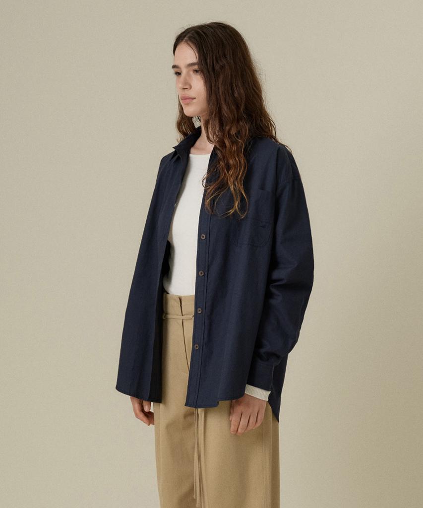 MANGO MANY PLEASE Duono Cotton Shirt_Navy